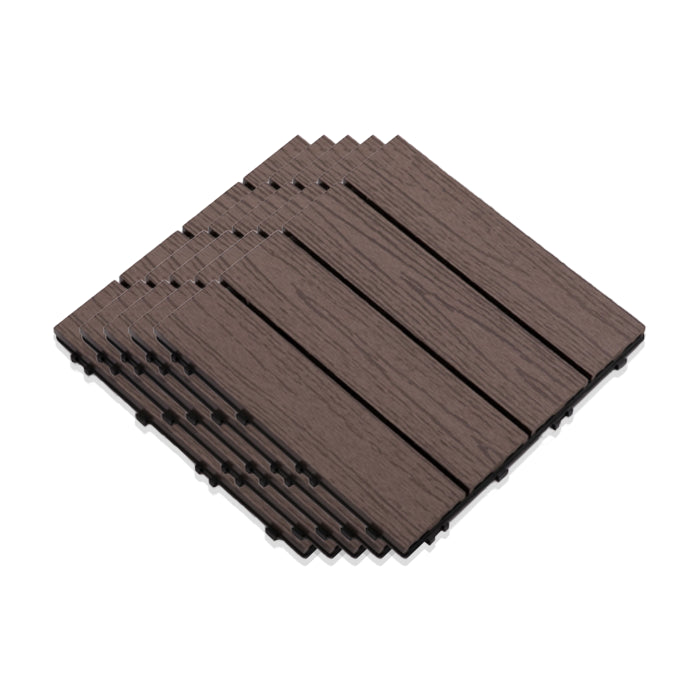 Interlocking Composite Deck Tile Outdoor Patio 11.8" x 11.8" Decktile