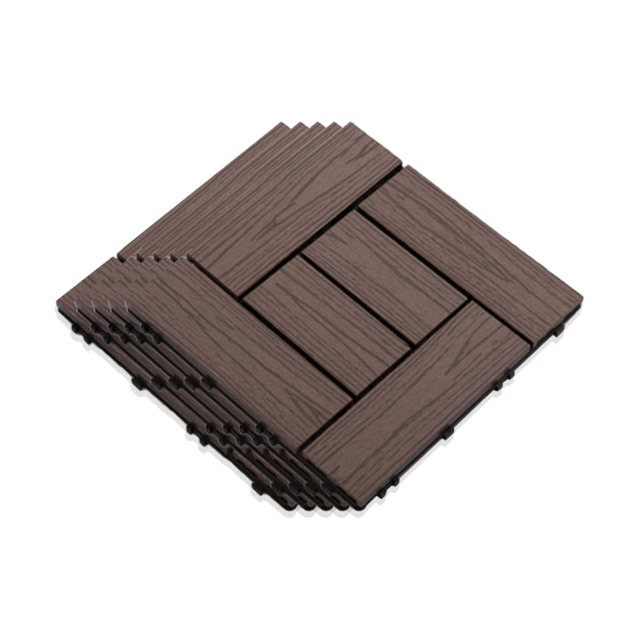 Interlocking Composite Deck Tile Outdoor Patio 11.8" x 11.8" Decktile