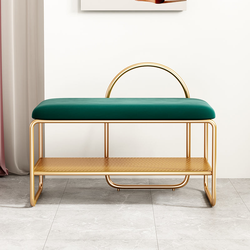 Glam Seating Bench Cushioned Shoe Storage Rectangle Entryway and Bedroom Bench