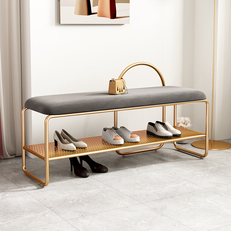 Glam Seating Bench Cushioned Shoe Storage Rectangle Entryway and Bedroom Bench