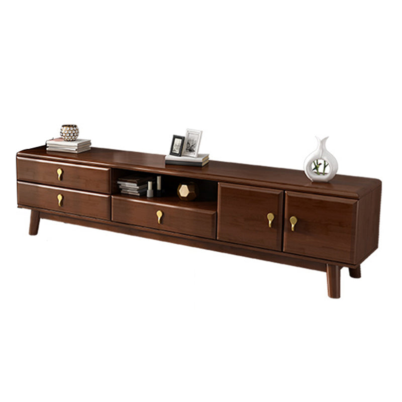 Wooden TV Media Stand Open Storage Media Console with Drawers