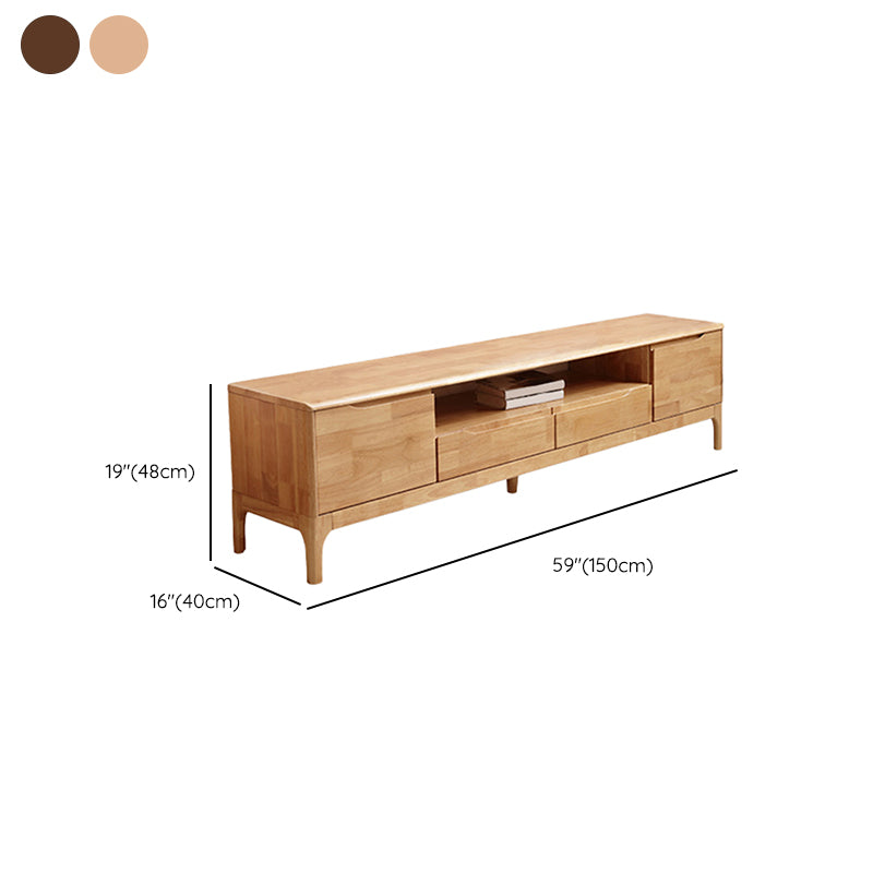 Solid Wood TV Media Stand Open Storage Media Console with Drawers