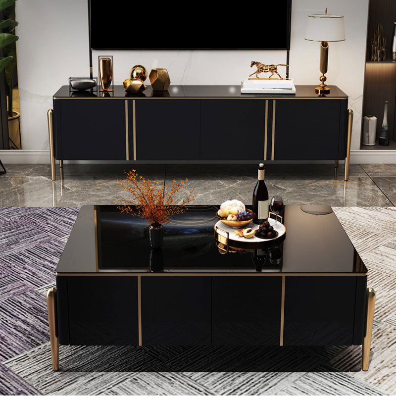 Glam TV Media Stand Enclosed Storage Media Console for Living Room