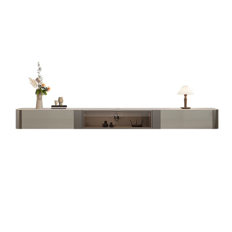 Contemporary Floating Media Console Stone Stand Console with Doors for Living Room