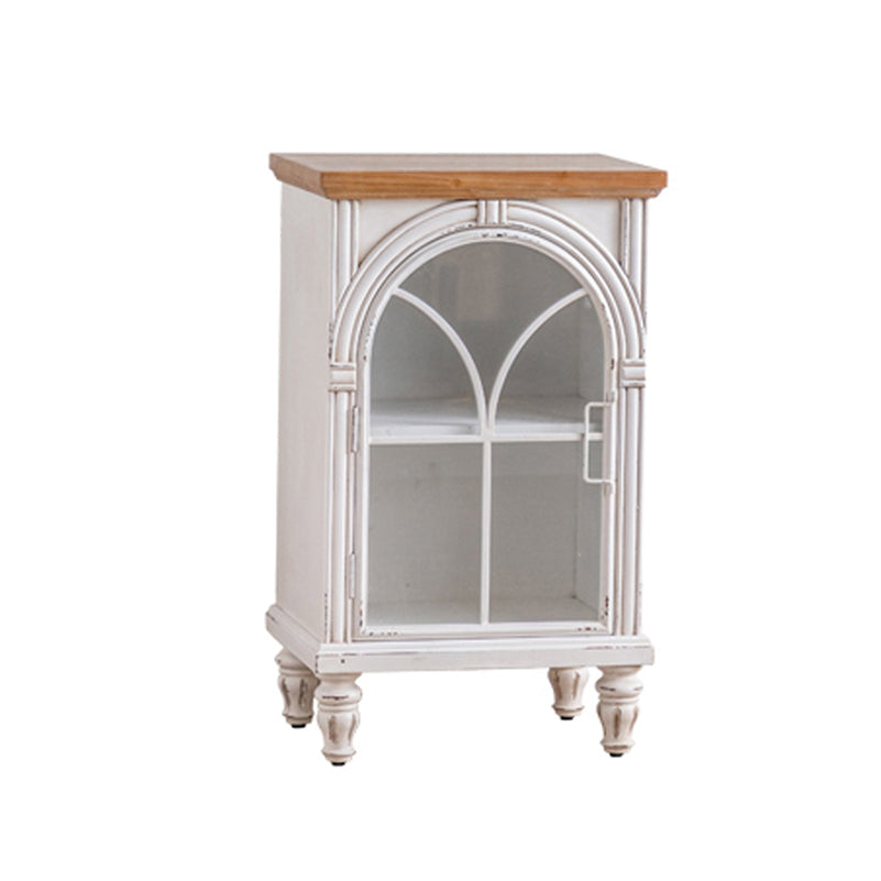 Traditional Display Stand Pine Glass Doors Hutch Buffet with Doors