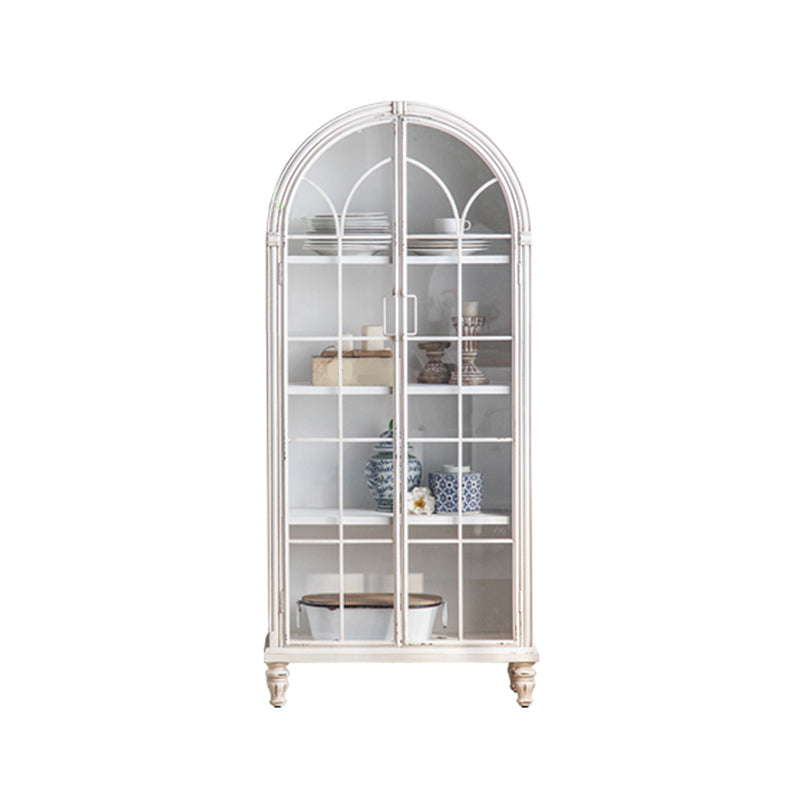 Traditional Display Stand Pine Glass Doors Hutch Buffet with Doors