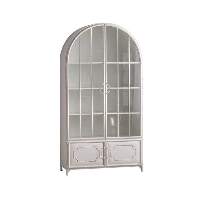 Traditional Display Stand Pine Glass Doors Hutch Buffet with Doors