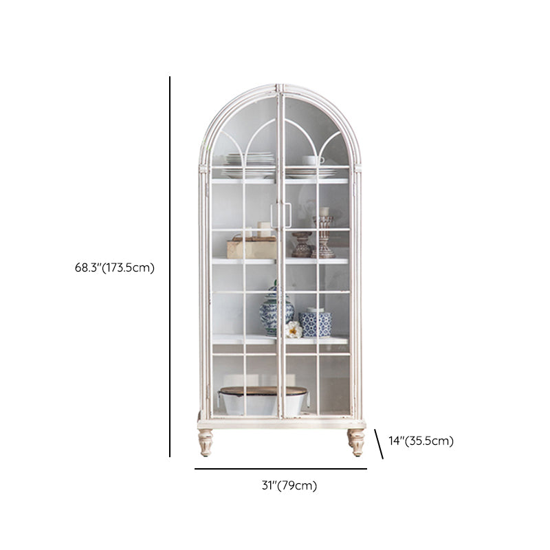 Traditional Display Stand Pine Glass Doors Hutch Buffet with Doors