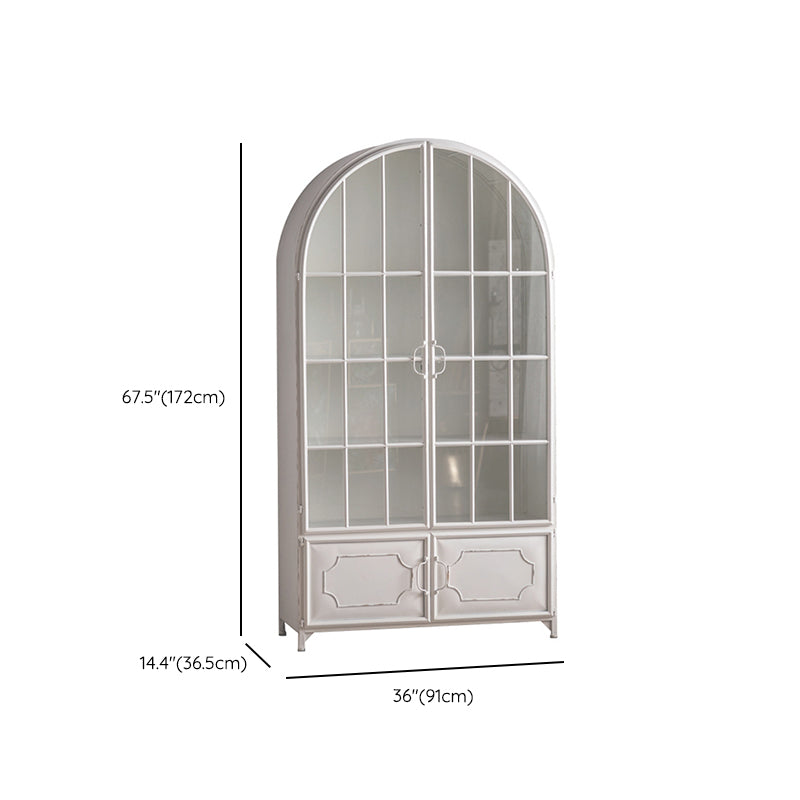 Traditional Display Stand Pine Glass Doors Hutch Buffet with Doors