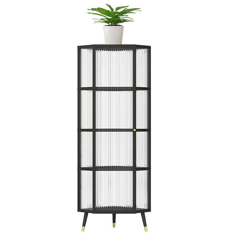 Contemporary Metal Curio Cabinet Corner Unit Hutch Cabinet for Living Room