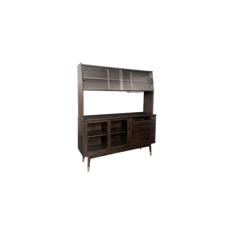 Modern Dining Hutch Wood Glass Doors Display Cabinet with Doors for Dining Room