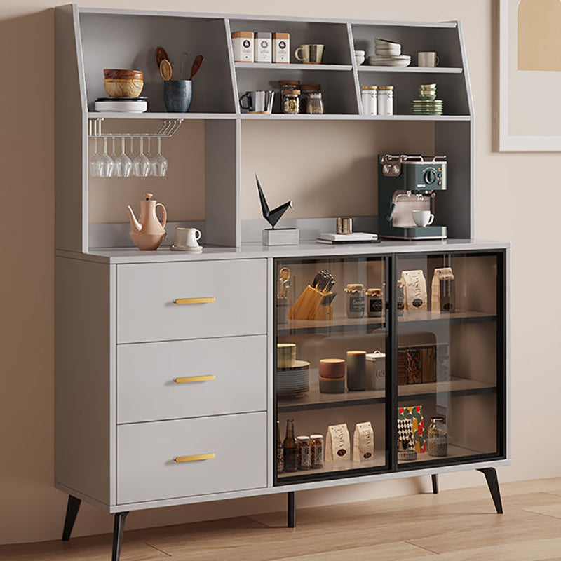 Modern Dining Hutch Wood Display Cabinet with Doors for Dining Room