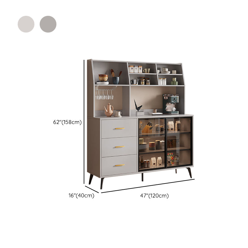 Modern Dining Hutch Wood Display Cabinet with Doors for Dining Room