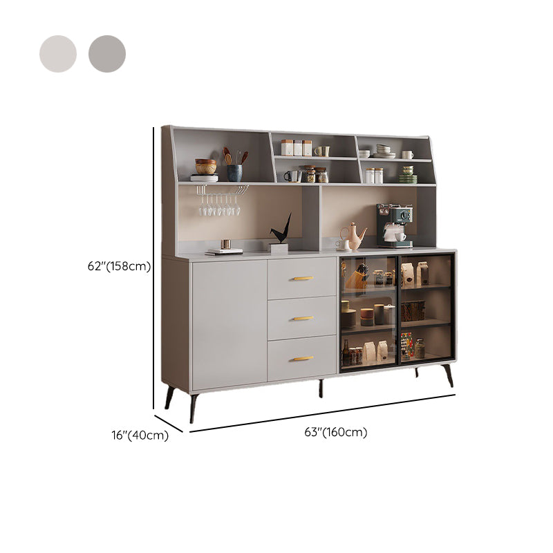 Modern Dining Hutch Wood Display Cabinet with Doors for Dining Room