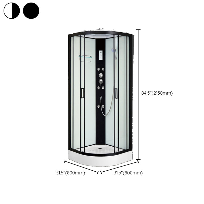 Shower Stall Semi-Frameless Double Sliding Rounded Shower Enclosure