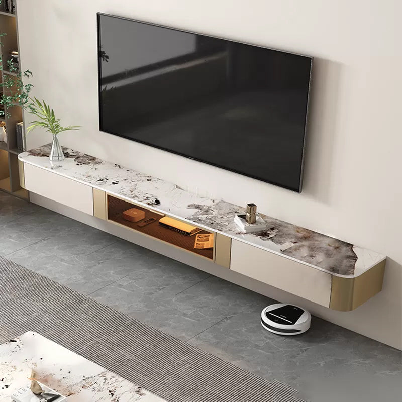 Stone TV Media Stand Contemporary TV Stand Console with Drawers