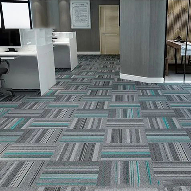 Modern Level Loop Carpet Tiles Stripe Print Interlocking Carpet Floor Tile