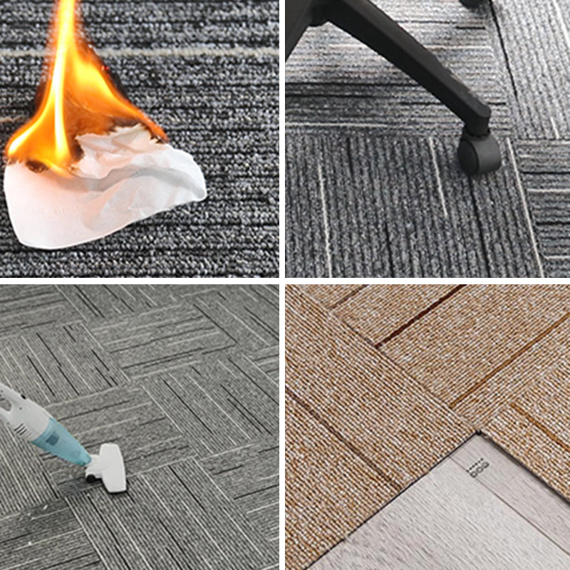 Modern Level Loop Carpet Tiles Stripe Print Interlocking Carpet Floor Tile