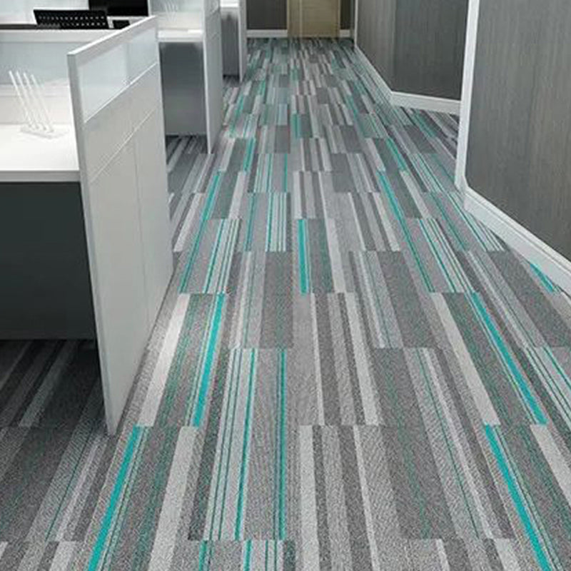 Modern Level Loop Carpet Tiles Stripe Print Interlocking Carpet Floor Tile