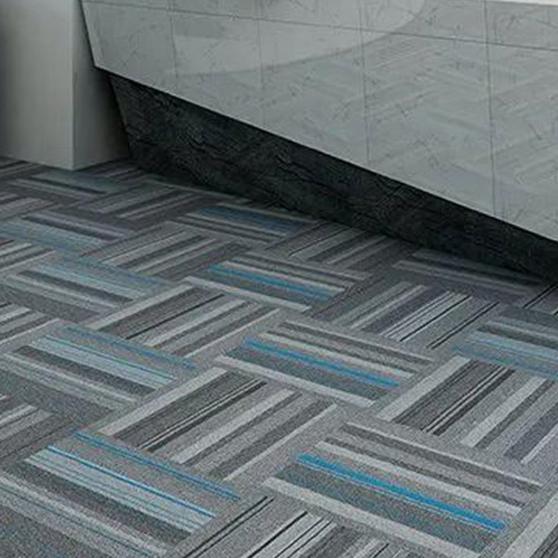 Modern Level Loop Carpet Tiles Stripe Print Interlocking Carpet Floor Tile