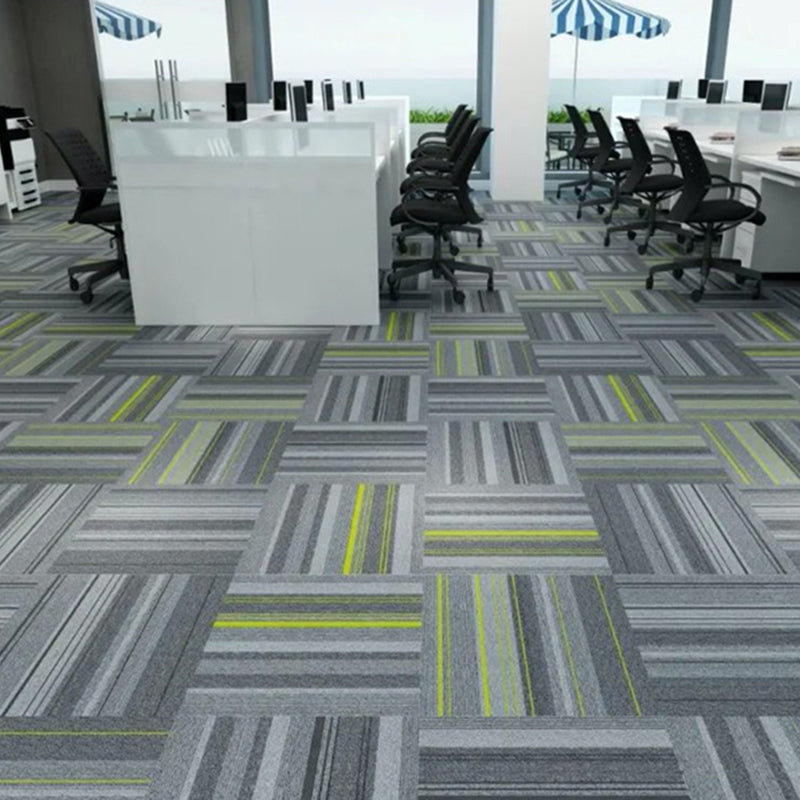 Modern Level Loop Carpet Tiles Stripe Print Interlocking Carpet Floor Tile