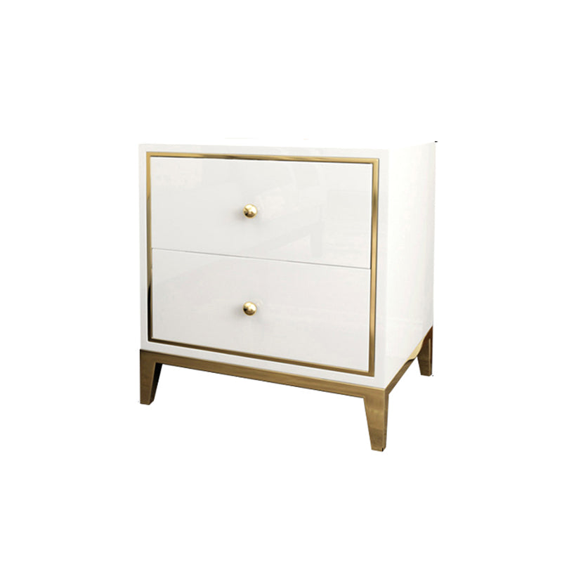 Glass Accent Table Nightstand Contemporary Nightstand with 2 Drawers