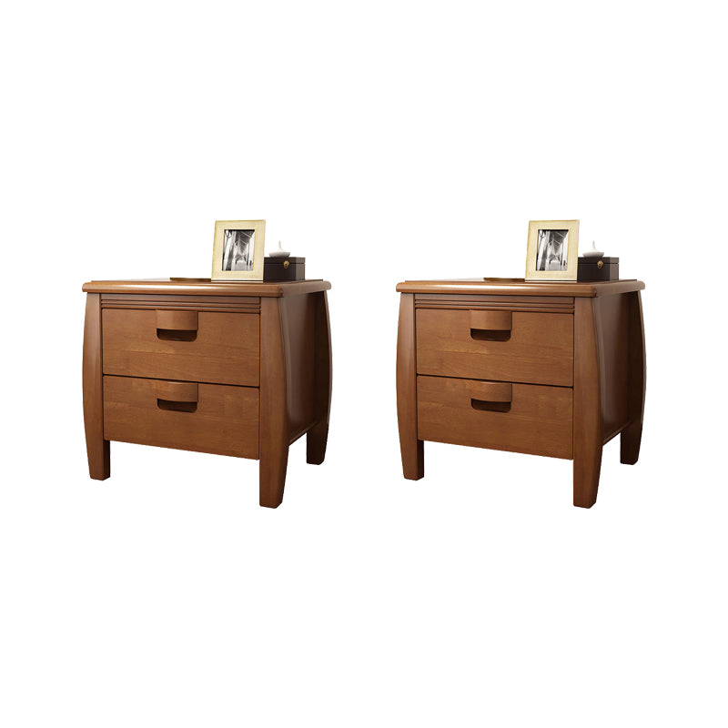 Solid Wood Nightstand Contemporary Bedside Cabinet with 2 Drawers