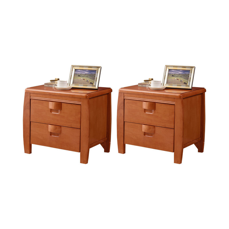 Solid Wood Nightstand Contemporary Bedside Cabinet with 2 Drawers