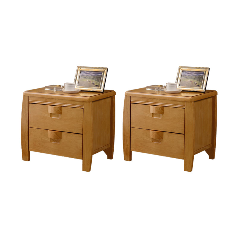 Solid Wood Nightstand Contemporary Bedside Cabinet with 2 Drawers