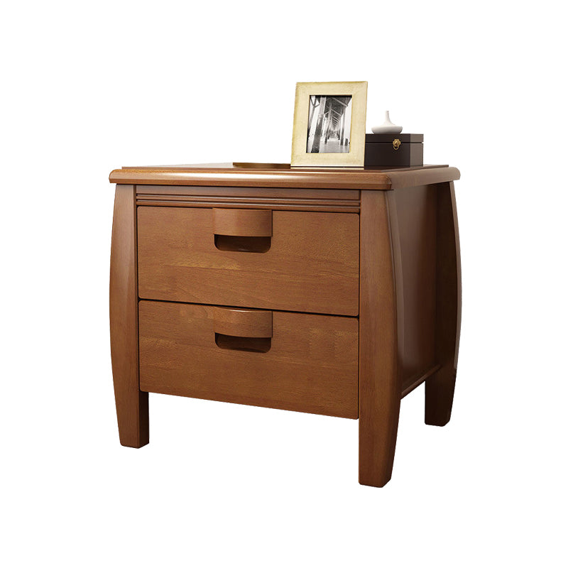 Solid Wood Nightstand Contemporary Bedside Cabinet with 2 Drawers