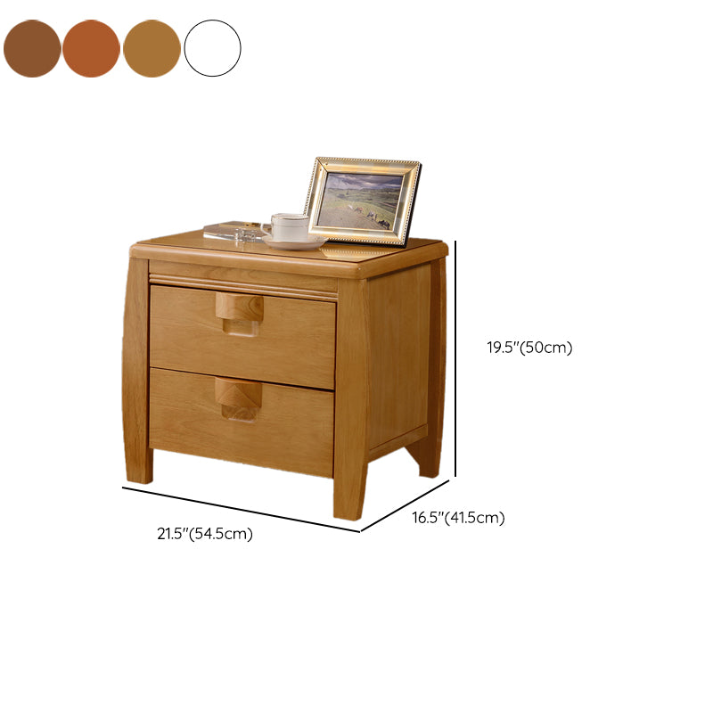 Solid Wood Nightstand Contemporary Bedside Cabinet with 2 Drawers