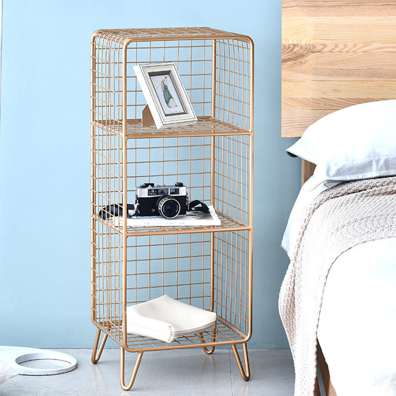 Metal Bed Nightstand Open Storage Bedside Cabinet for Bedroom