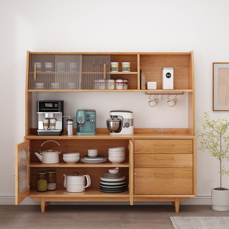 Modern Buffet Table with Sliding Doors Solid Wood Buffet Stand