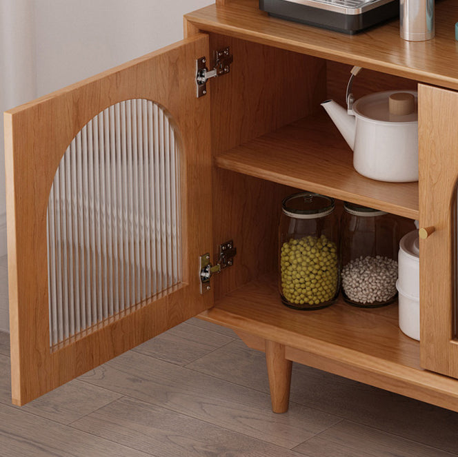 Modern Buffet Table with Sliding Doors Solid Wood Buffet Stand