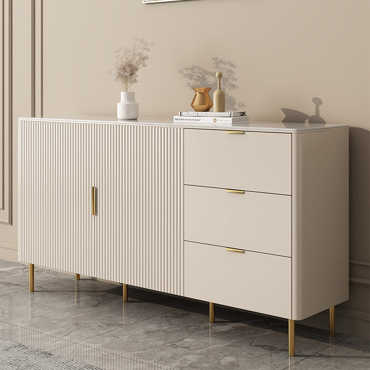 Beige Sideboard Table with Drawers Contemporary Dining Server