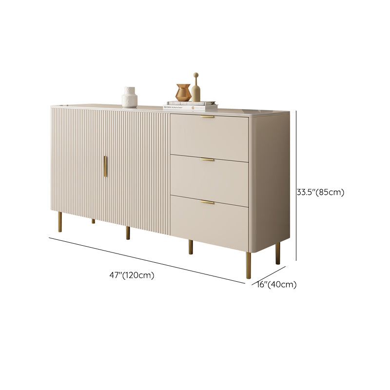 Beige Sideboard Table with Drawers Contemporary Dining Server