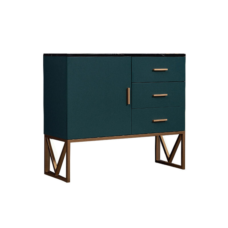 Faux Marble Green Dining Server with Drawers Modern Dining Buffet