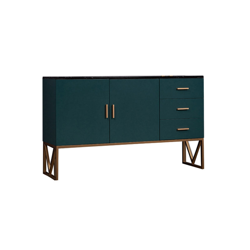 Faux Marble Green Dining Server with Drawers Modern Dining Buffet