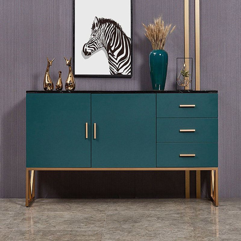 Faux Marble Green Dining Server with Drawers Modern Dining Buffet