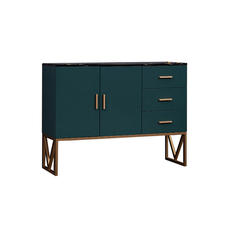 Faux Marble Green Dining Server with Drawers Modern Dining Buffet