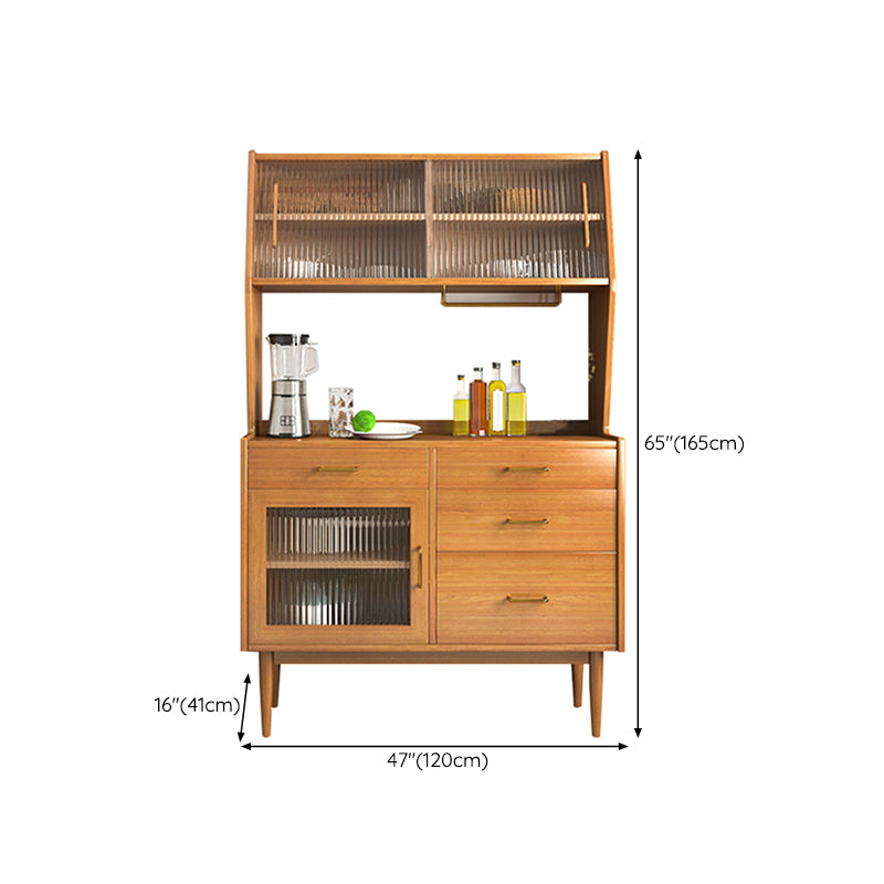 Contemporary Dining Server with Sliding Doors Solid Wood Buffet Server