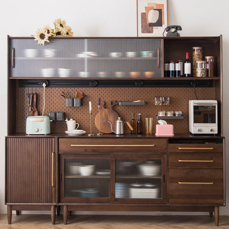 Modern Pine Solid Wood Sideboard Table 4-Drawer Sideboard for Home