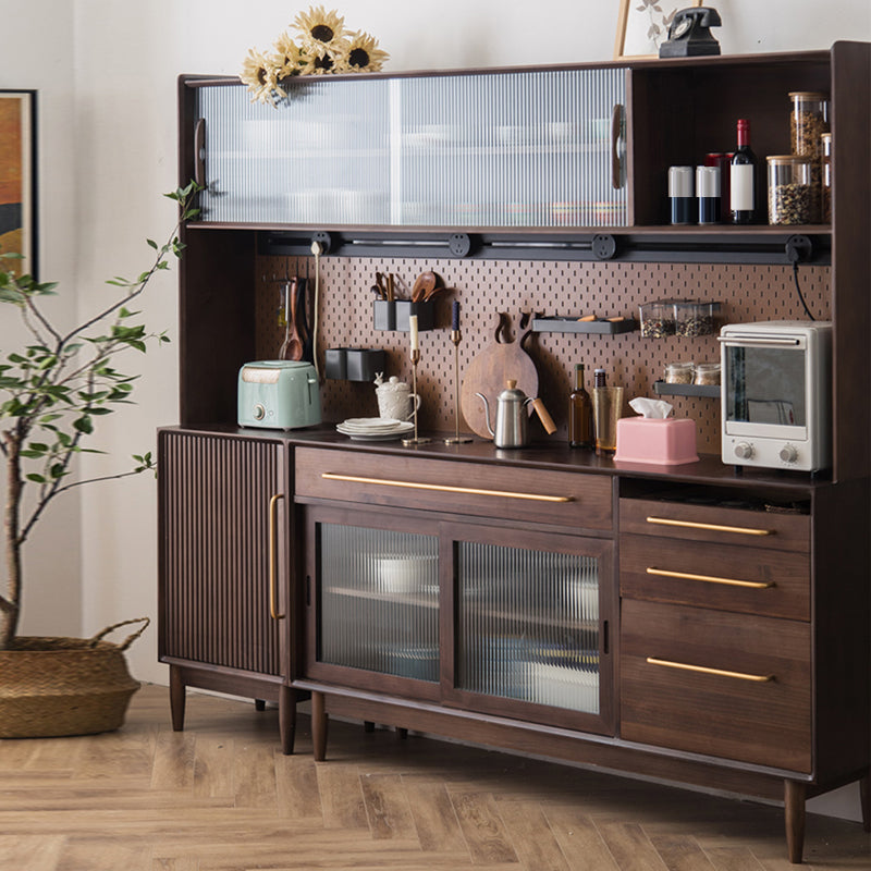 Modern Pine Solid Wood Sideboard Table 4-Drawer Sideboard for Home