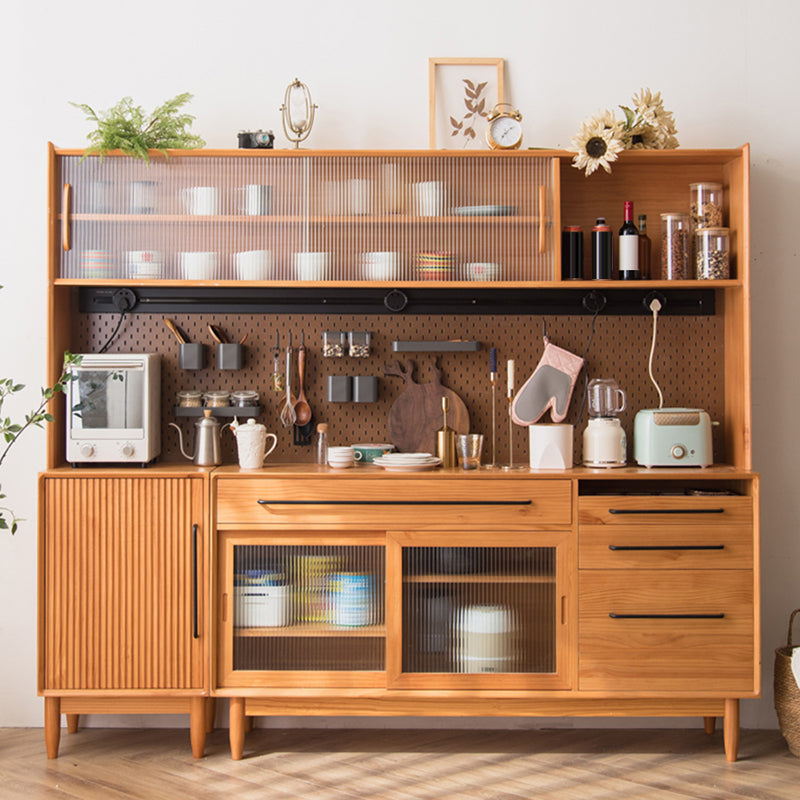 Modern Pine Solid Wood Sideboard Table 4-Drawer Sideboard for Home