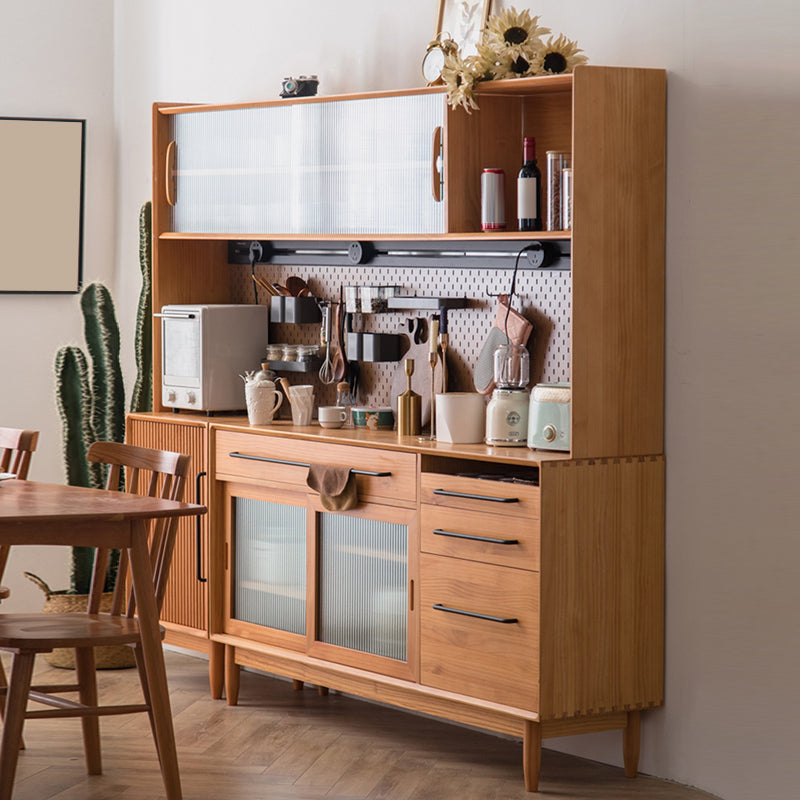 Modern Pine Solid Wood Sideboard Table 4-Drawer Sideboard for Home