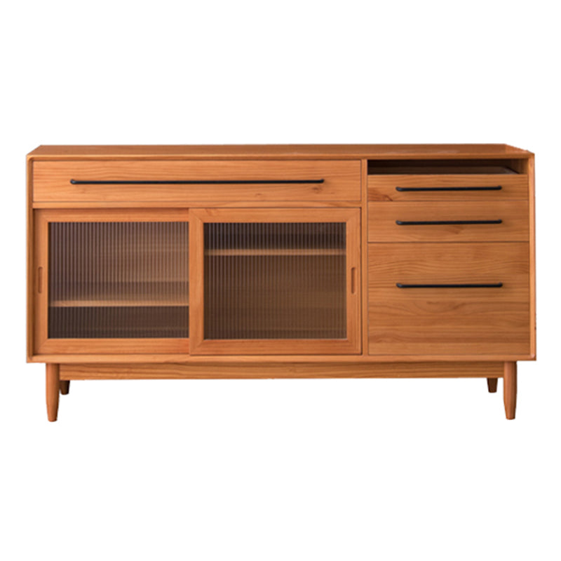 Modern Pine Solid Wood Sideboard Table 4-Drawer Sideboard for Home