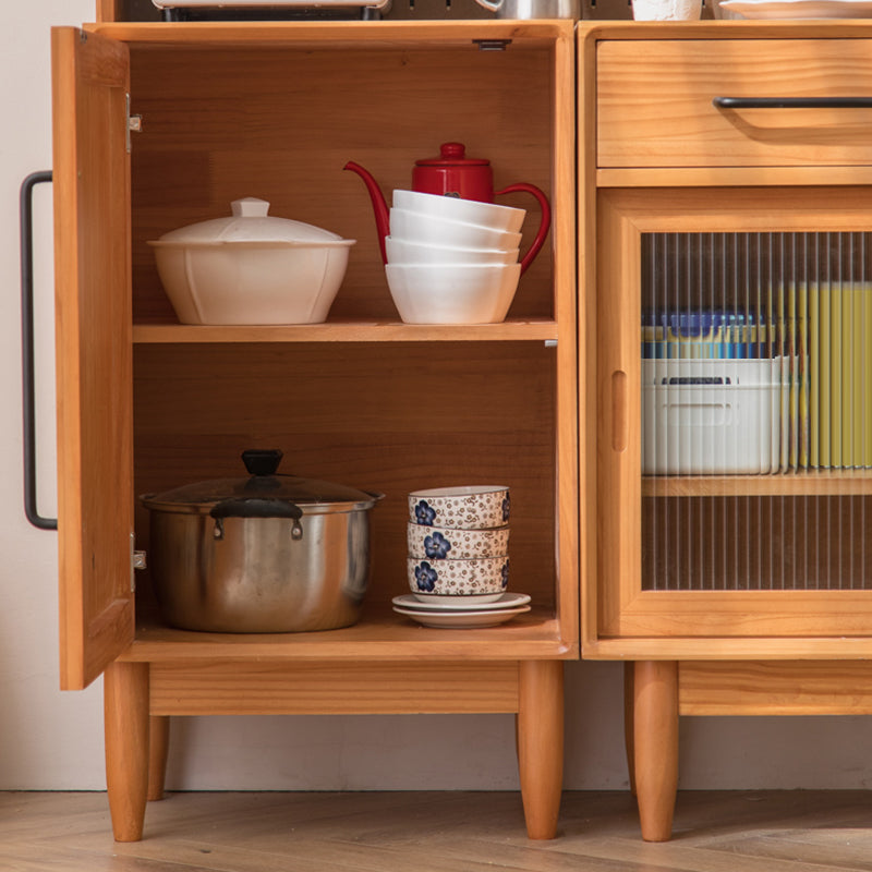 Modern Pine Solid Wood Sideboard Table 4-Drawer Sideboard for Home