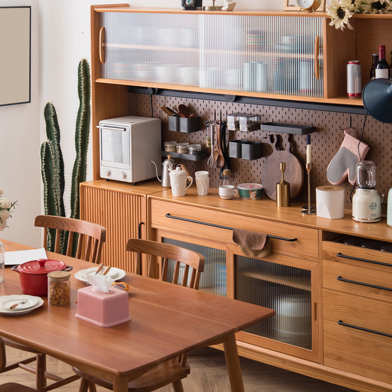 Modern Pine Solid Wood Sideboard Table 4-Drawer Sideboard for Home