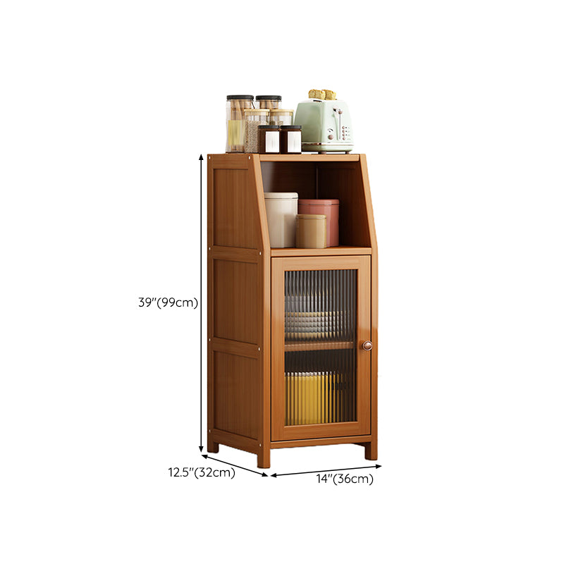 Brown Bamboo Kitchen Sideboard Modern Dining Server with 2 Shelves