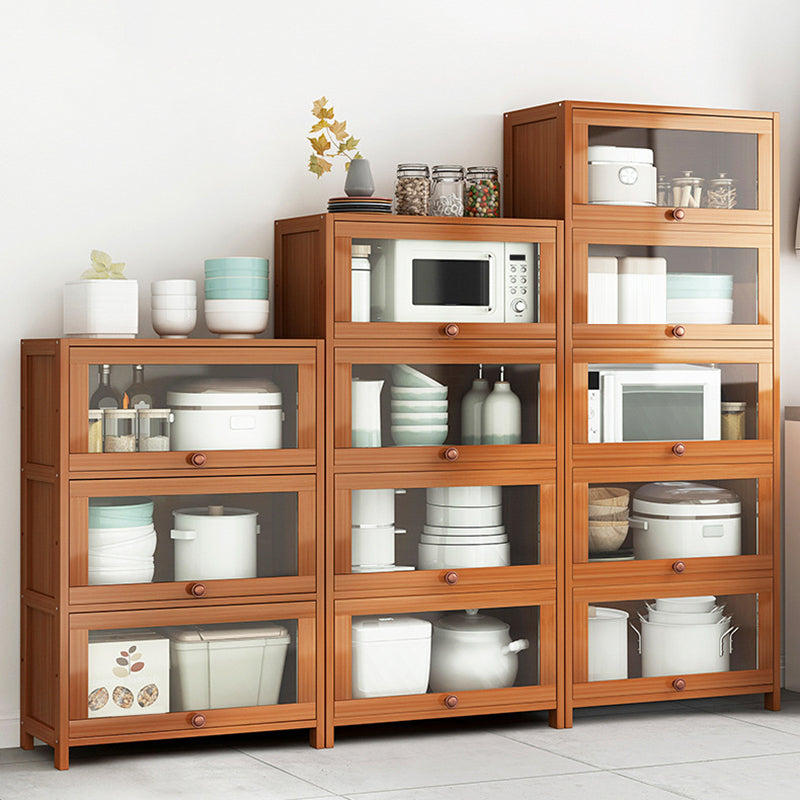 Brown Bamboo Kitchen Sideboard Glam Dining Server for Living Room